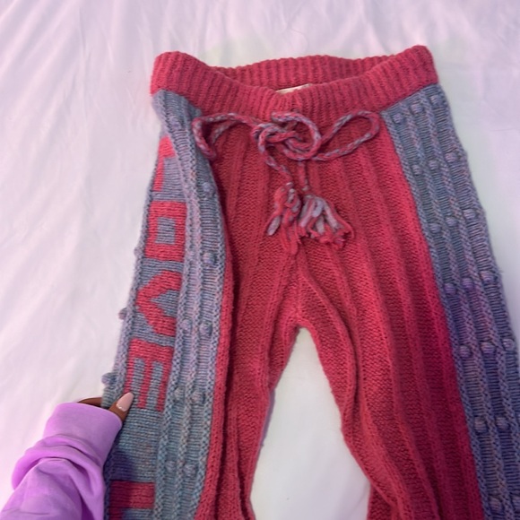Love Shack Fancy Knit Pink Love Sweatpants- Size Medium - Picture 2 of 4